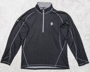 Black Diamond Polartec Quarter Zip Black and Gray Mock Neck Pullover Mens Size L